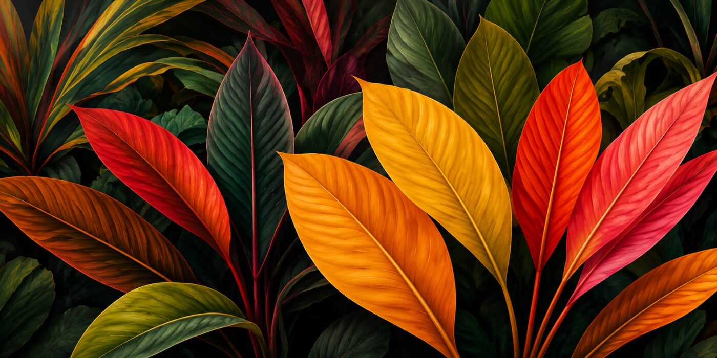 Feuillages tropicaux dans la lumière